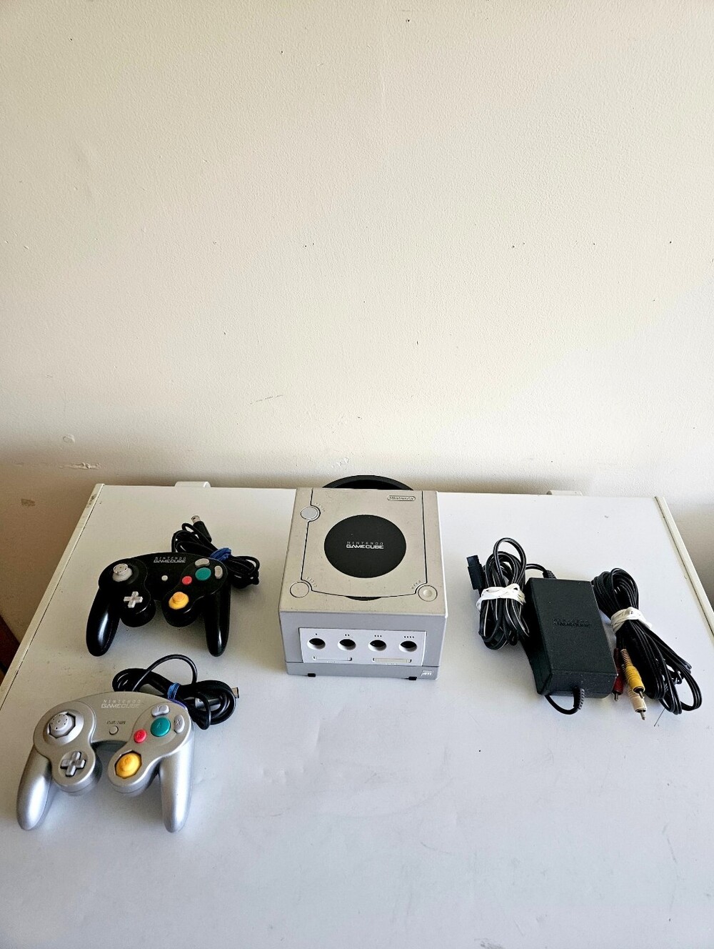 Nintendo GameCube Console w/Two Controllers, Platinum Silver, Tested & Working!